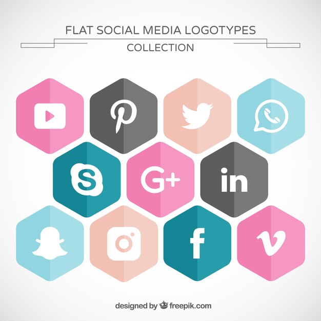 Pack de iconos hexagonales de redes sociales