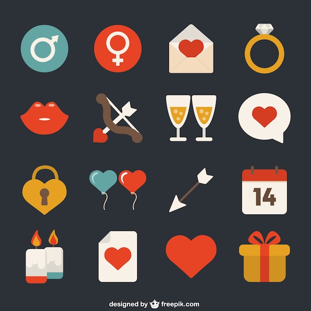 Vector gratuito pack de iconos de san valentín