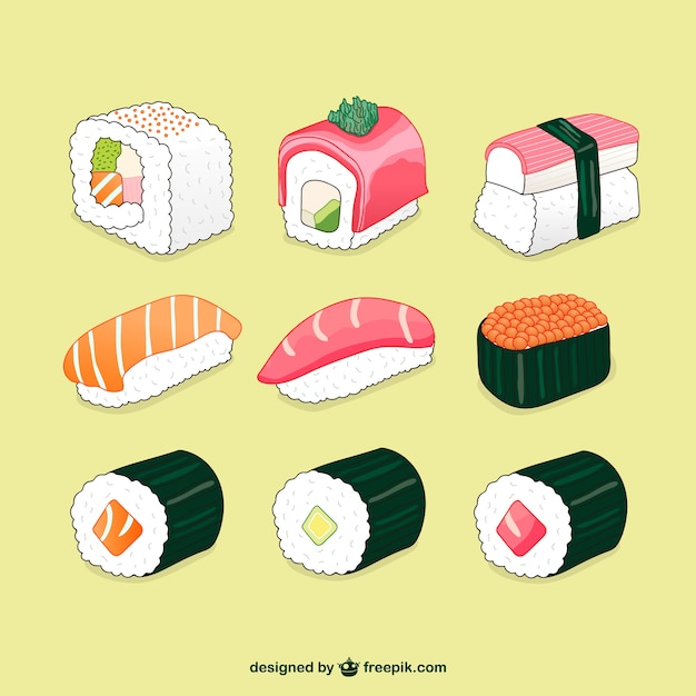 Pack de ilustraciones de sushi