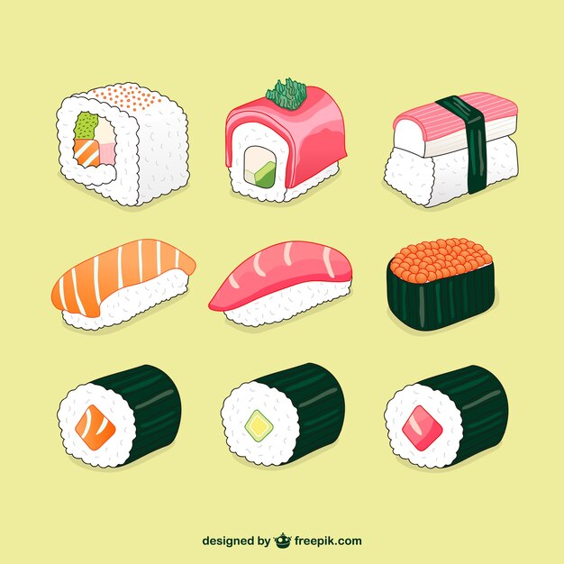 Pack de ilustraciones de sushi