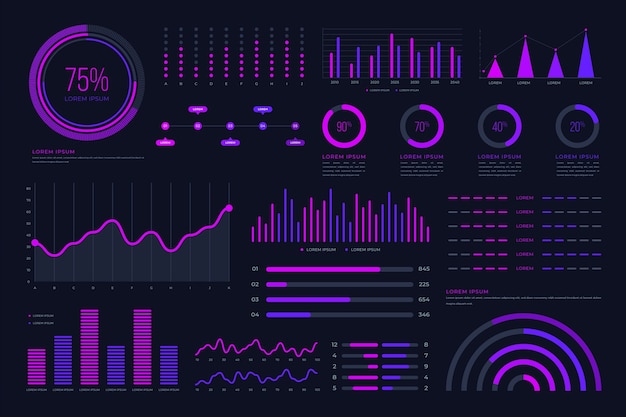 Pack infográfico de tecnología futurista