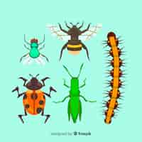 Vector gratuito pack insectos coloridos dibujados a mano