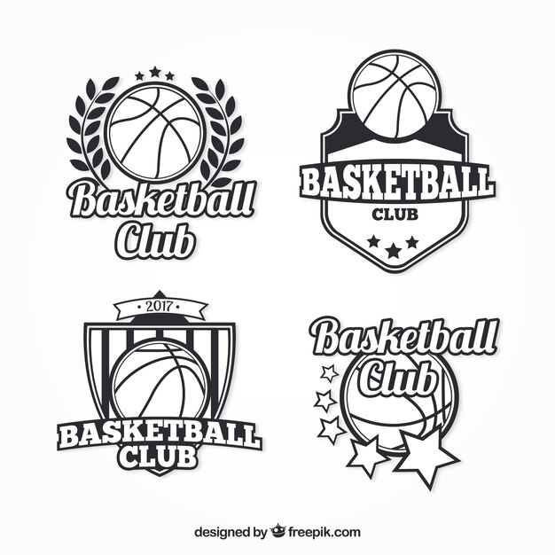 Pack de insignias de baloncesto en estilo retro 