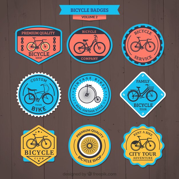 Pack de insignias bonitas retro de colores de bicis