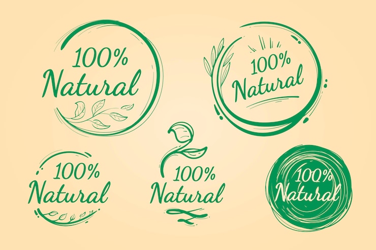 Vector gratuito pack de insignias cien por cien naturales