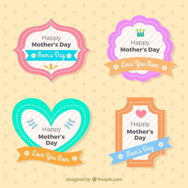 Vector gratuito pack de insignias con diseños fantásticos para el día de la madre