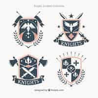 Vector gratuito pack de insignias de escudos heráldicos vintage