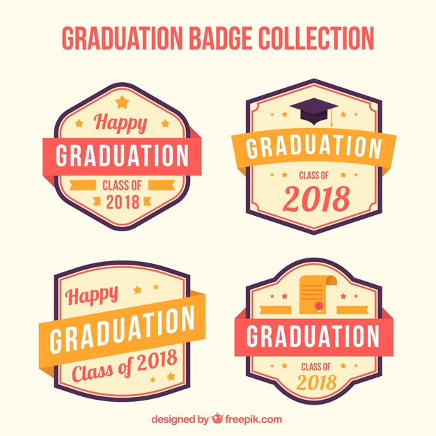 Pack de insignias de graduación en diseño plano