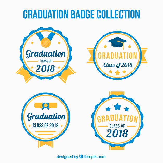 Pack de insignias de graduación en diseño plano