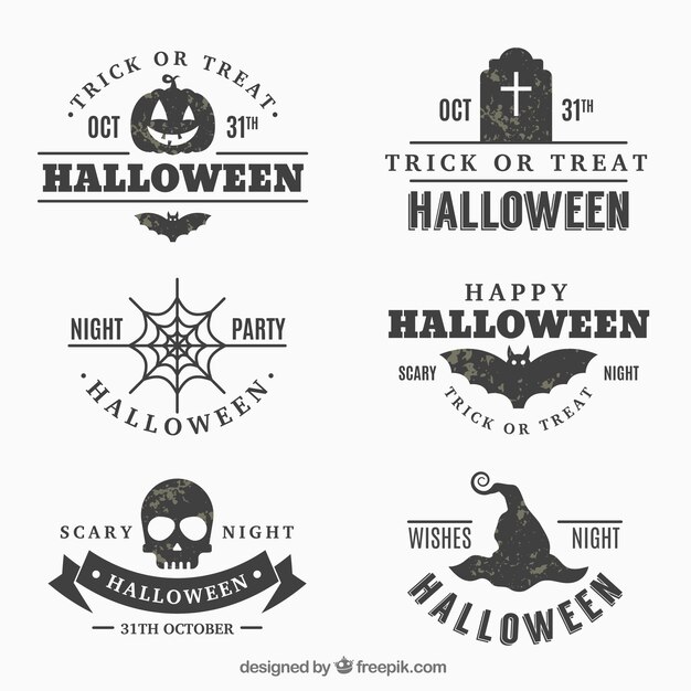 Pack de insignias de halloween en estilo vintage