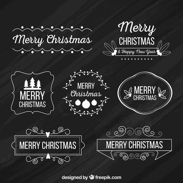 Pack de insignias navideñas en efecto pizarra