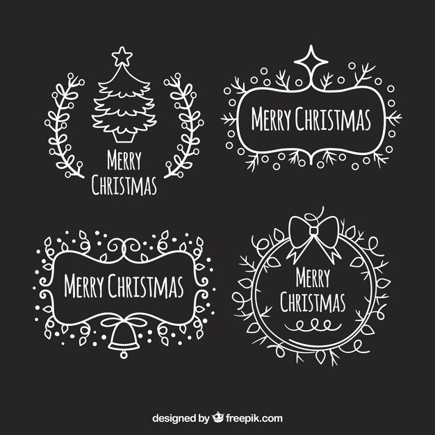 Pack de insignias navideñas en efecto pizarra