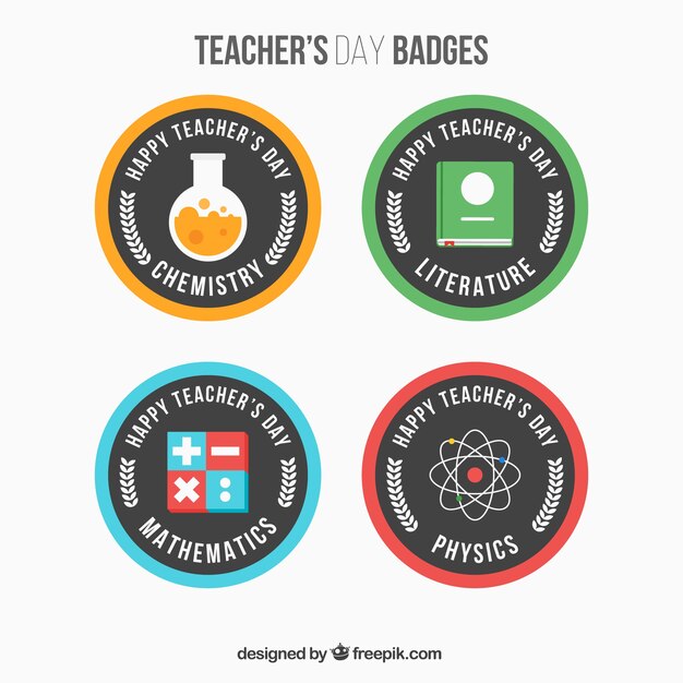 Pack de insignias redondas del día del profesor 