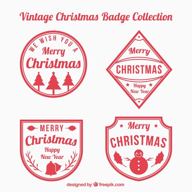 Pack de insignias rojas de feliz navidad
