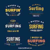 Vector gratuito pack de insignias de surf