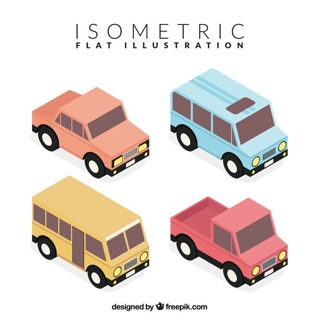 Pack isométrico de vehículos fantásticos