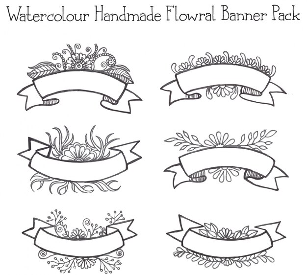 Pack de lazos florales hechos a mano en acuarela