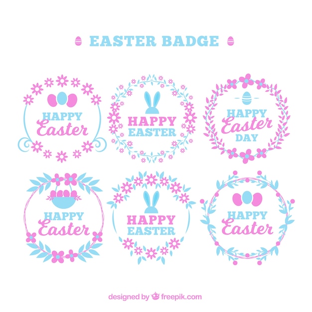 Pack lindo de insignias de pascua en colores pastel