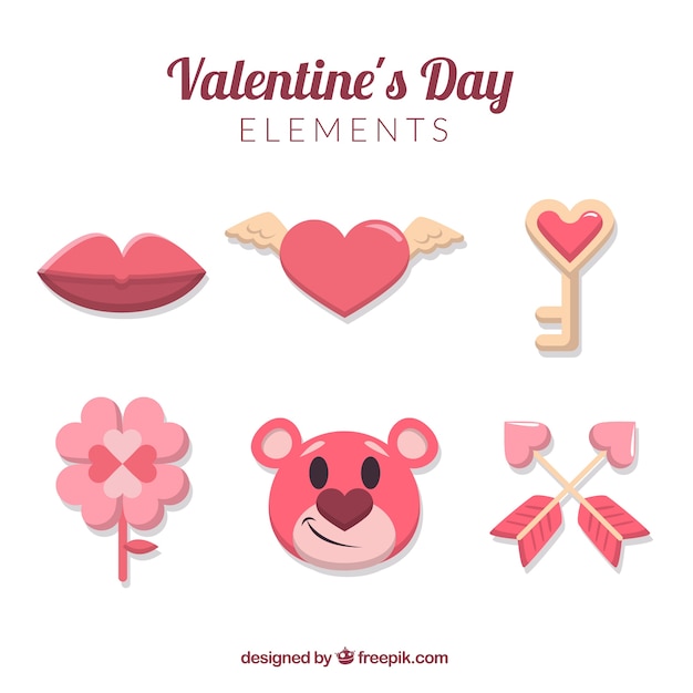 Vector gratuito pack de lindos elementos de san valentín