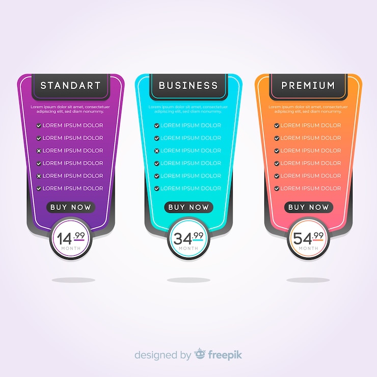 Vector gratuito pack listas precios degradadas