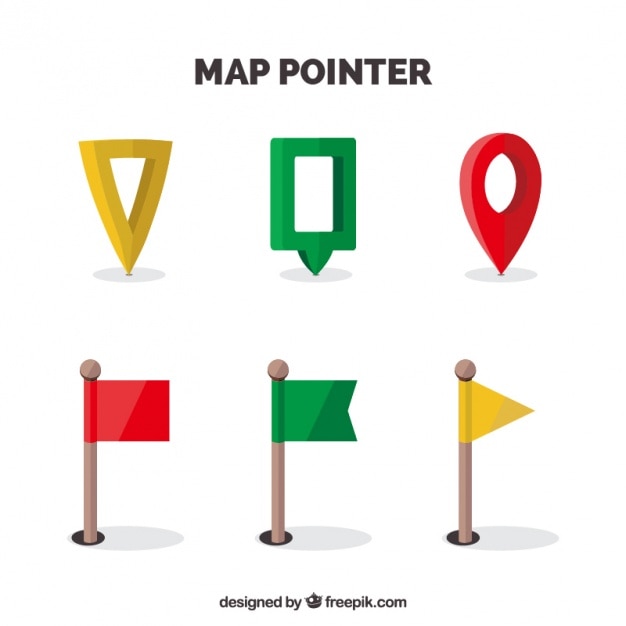 Vector gratuito pack de localizadores de mapa en diferentes estilos