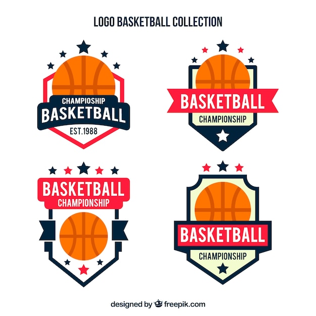 Vector gratuito pack de logos de baloncesto