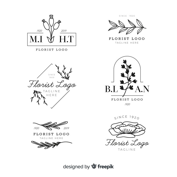 Vector gratuito pack de logos de floristería para bodas.