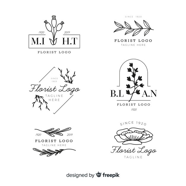 Pack de logos de floristería para bodas.