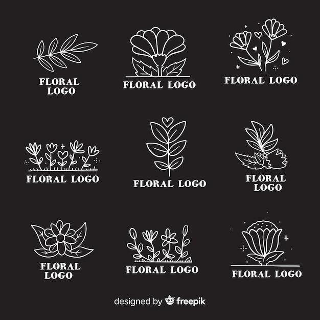 Vector gratuito pack de logos de floristería para bodas.