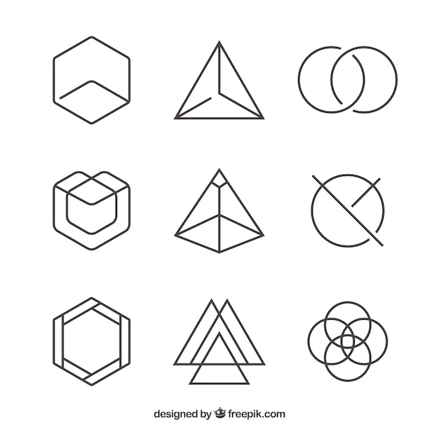 Vector gratuito pack de logos geométricos lineales