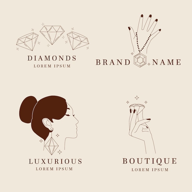 Pack de logos de joyas dibujados a mano