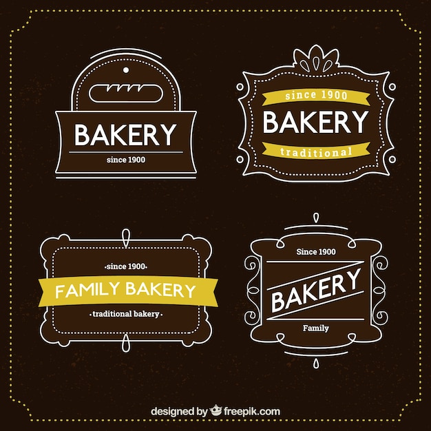 Vector gratuito pack de logos lineal de panadería dibujados a mano