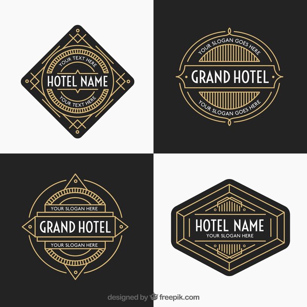 Pack de logos de lujo y dorado de hoteles