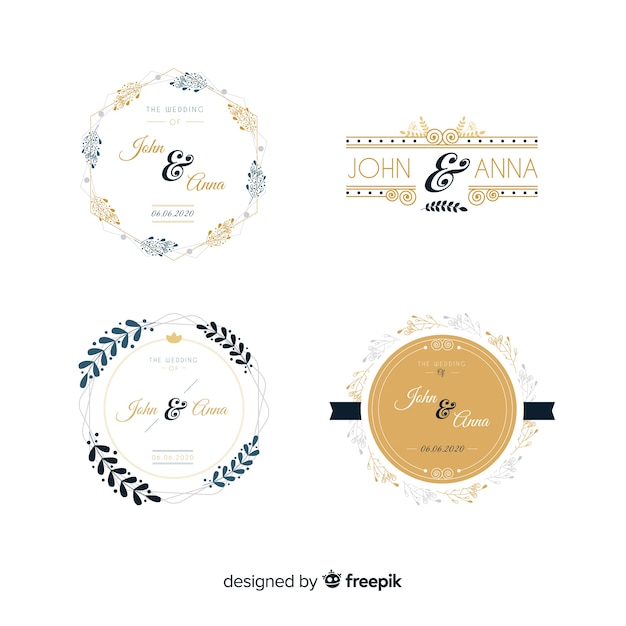 Vector gratuito pack de logos monograma de boda.