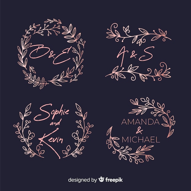 Vector gratuito pack de logos monograma de boda.