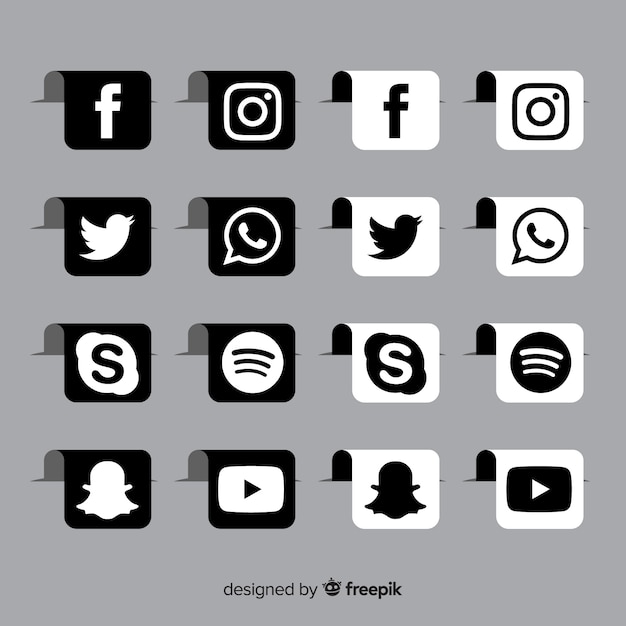 Vector gratuito pack de logos de redes sociales en negro