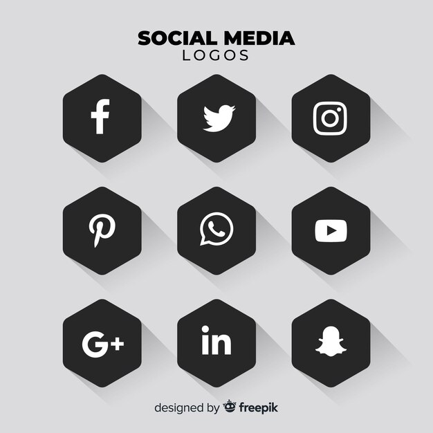 Pack de logos de redes sociales en negro