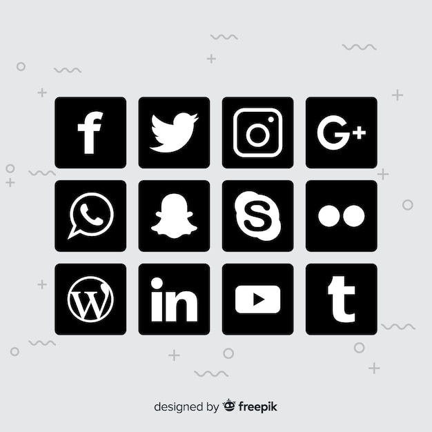 Vector gratuito pack de logos de redes sociales en negro