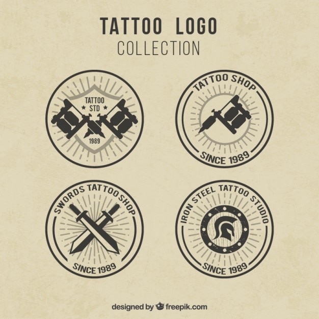 Pack de logos retro para estudios de tatuaje