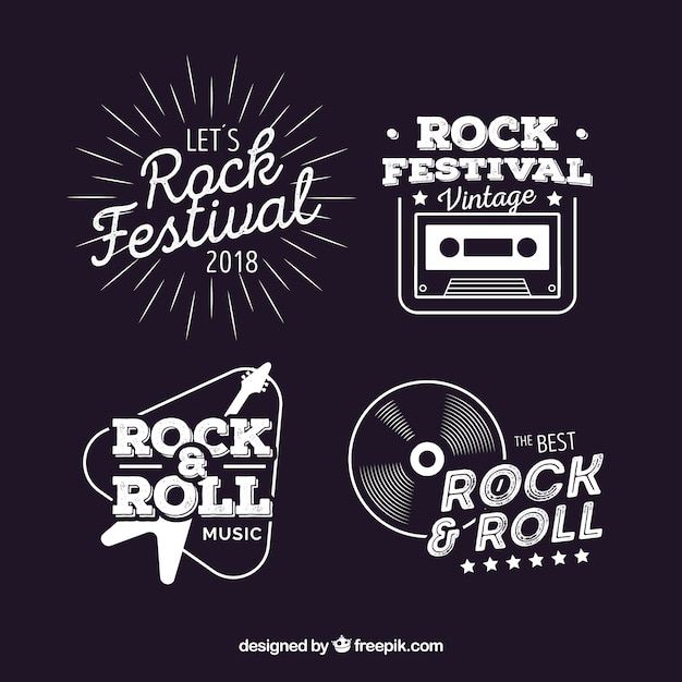 Vector gratuito pack de logos de rock vintage
