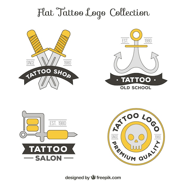 Pack de logos de tatuajes en estilo lineal