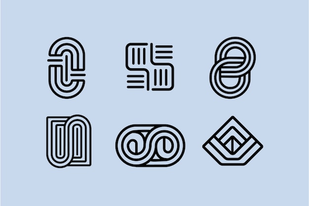 Pack de logotipo lineal de diseño abstracto