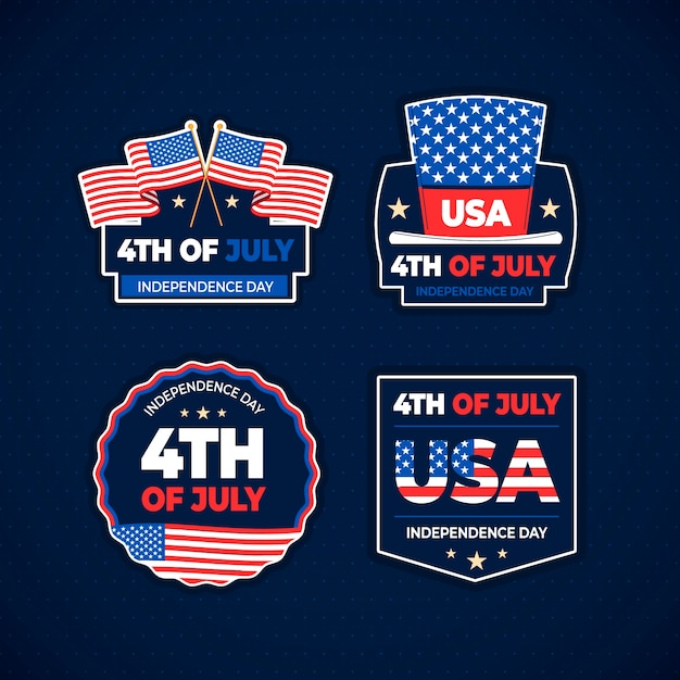 Pack de logotipos del 4 de julio dibujados a mano