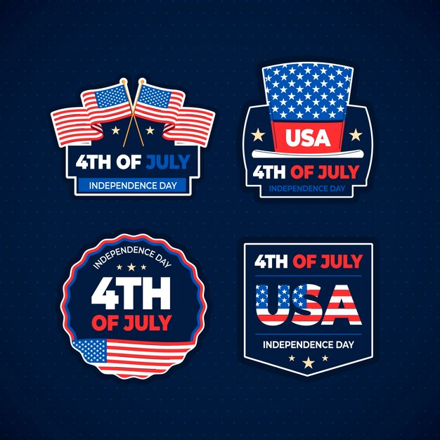 Pack de logotipos del 4 de julio dibujados a mano