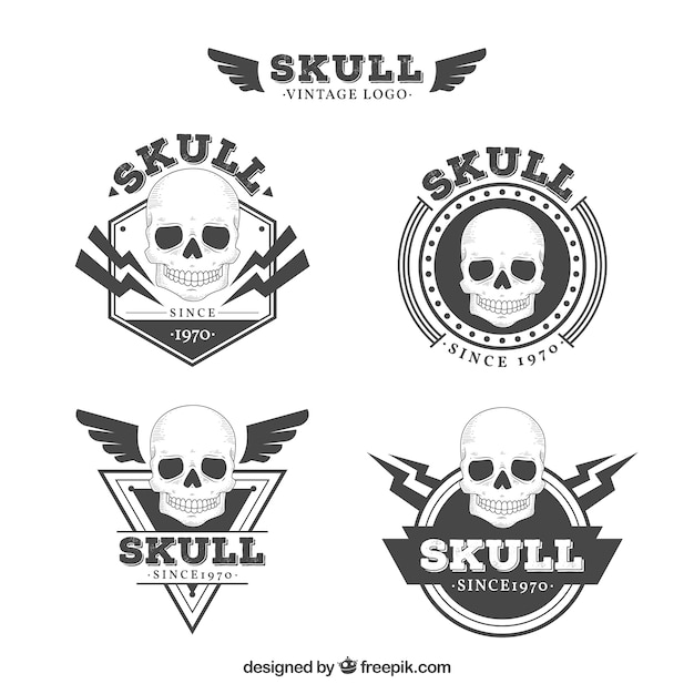 Pack de logotipos de calaveras en estilo vintage 