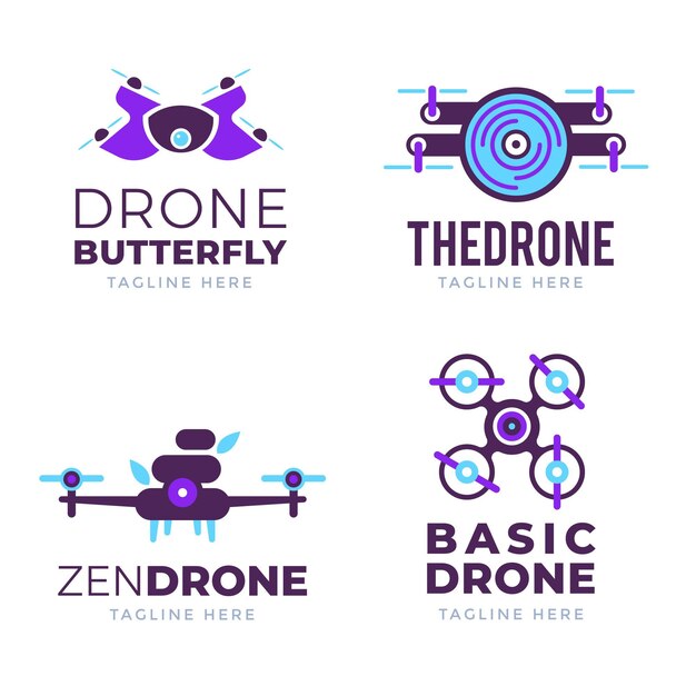 Pack de logotipos de drones de diseño plano