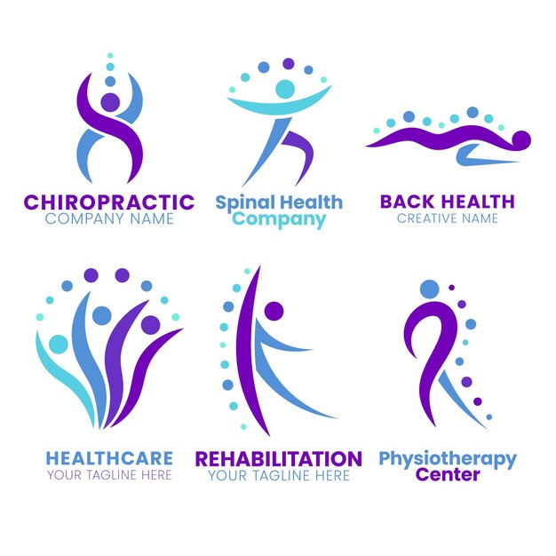 Pack de logotipos de fisioterapia planos
