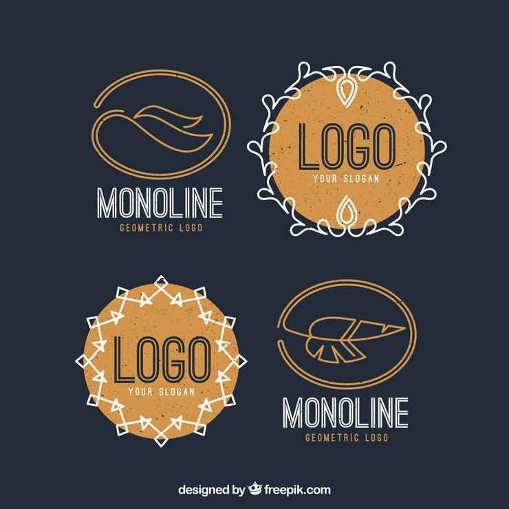Vector gratuito pack de logotipos monoline con plumas