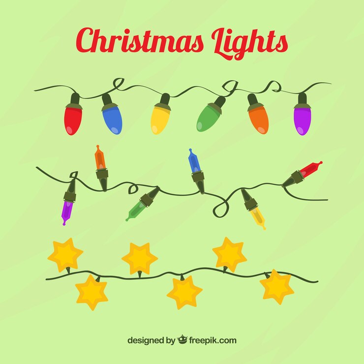 Vector gratuito pack de luces de navidad con diferentes diseños