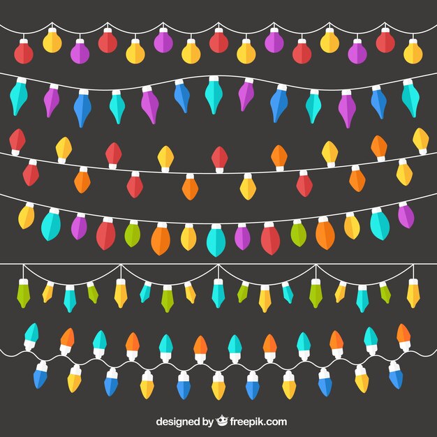 Pack de luces de navidad en diseño plano 
